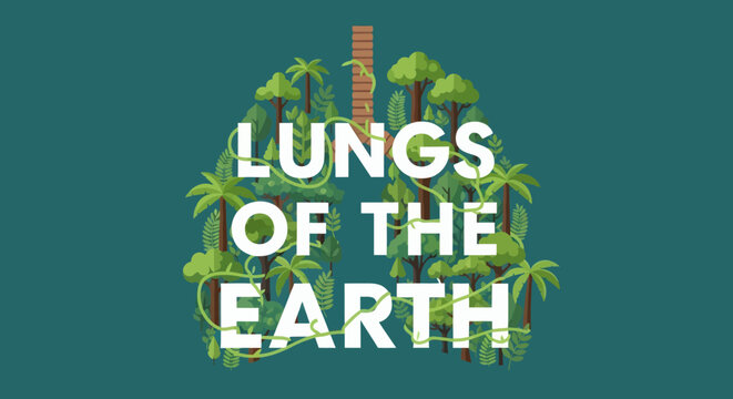 Lungs of the Earth concept with lush green trees forming human lungs.