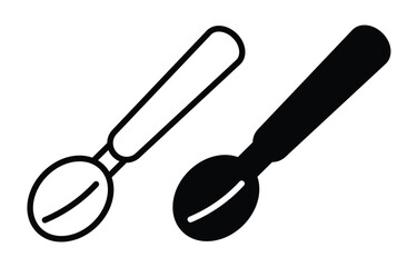 Ice Cream Scoops in Black and White Illustration for Culinary Design