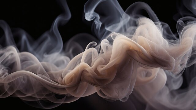 swirling wisps of smoke dancing against a dark background, creating an abstract and ethereal effect. The smoke has a delicate texture and subtle color variations.