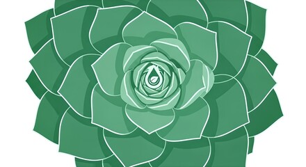 Vibrant Green Succulent Plant Top View Illustration.