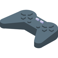 Gray Video Game Controller on a White Background Showing a 3D Isometric Perspective and Buttons for Gaming Entertainment