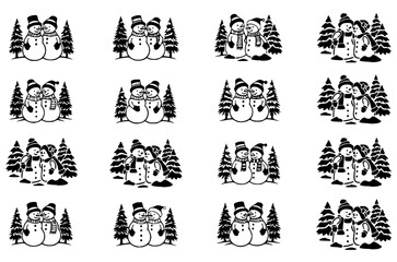 Cute Snowmen Couple Designs Collection