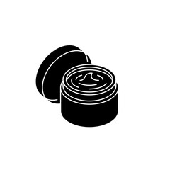 Jar for cosmetics icon set. Packaging bottle jar, lotion, cream, make up, skincare, beauty skin, moisturizing, sunblock, sunscreen protection product label, vector isolated on white background.