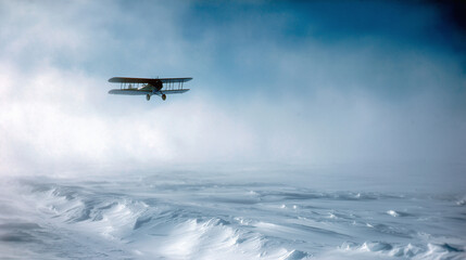 The first flight over the South Pole by Richard E. Byrd on 29 November 1929, marking a major aviation milestone in Antarctic exploration. Antarctica, aviation, Byrd, 1929, flight,
