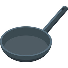Pixel Art Frying Pan with Long Handle Isolated on Transparent Background Minimalist Kitchen Utensil for Cooking and Food Preparation