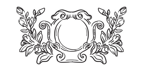Decorative hand drawing filigree frame with leaves vector