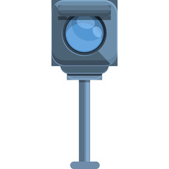 Gray Isometric 3D Icon of a Traffic Light with a Blue Lens on a White Background Isolated in Studio Lighting