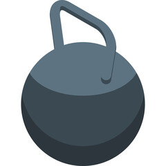 Gray Kettlebell Exercise Weight With Handle For Strength Training Workout Isolated On White Background