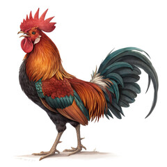 Fototapeta premium Healthy rooster on white background 