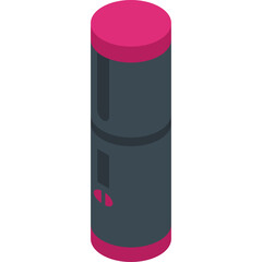 Gray And Pink Cylindrical Object With Transparent Background Isometric View Minimalist Design