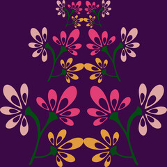 Flower stencil art abstract seamless geometric graphic watercolor pastel  artwork decoration vector ethnic simple template wallpaper print fabric pattern doodle cute curve line hand drawn shading 