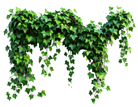 Green ivy leaves isolated on a transparent background.