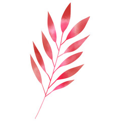 Watercolor style reddish purple leaves natural illustration