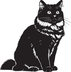 Majestic black cat silhouette sitting gracefully captivating eyes full body portrait