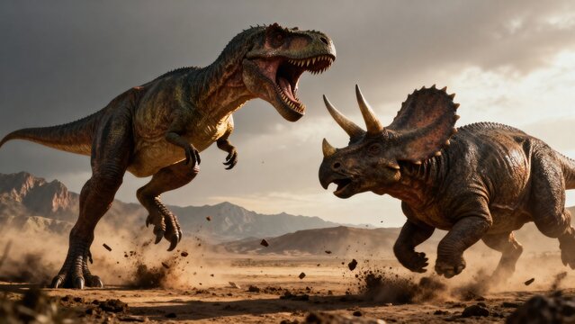 T-Rex and Triceratops Battle