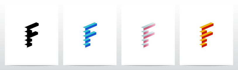 Fototapeta premium Block Stairs Rectangle 3D shape Letter Initial Logo Design F