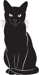 Elegant black cat silhouette sitting proudly with bright eyes a mysterious feline companion perfect for any design