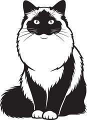 Elegant cat silhouette design black and white feline graphic animal portrait pet clipart domestic cat image outline kitty shape artistic cat lover