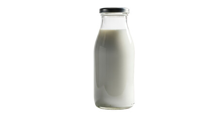 Fresh Milk In Glass Bottle With Silver Cap On Black Background