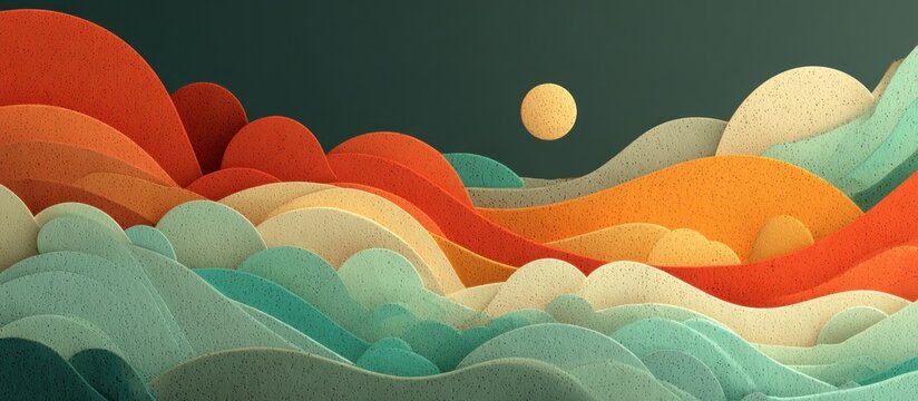Abstract layered landscape in warm and cool tones