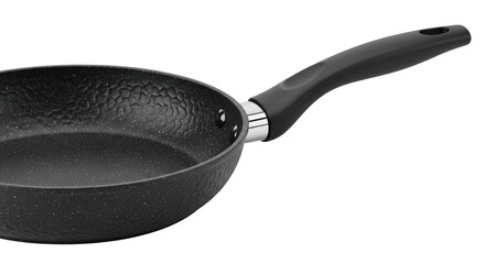 Modern Black Nonstick Frying Pan Isolated On Black Background