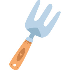 Gardening Hand Trowel Tool With Light Blue Metal Head And Wooden Handle Decorated With Small Heart Detail Isolated On Transparent Background