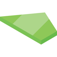 Geometric Abstract Shape in Shades of Green with a Transparent Background and Isometric Perspective