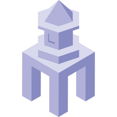 Geometric Light Purple Stone Lantern With Pagoda Top And Square Base On Transparent Background