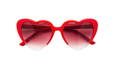Red Heart Sunglasses With Gradient Lenses On Black Background