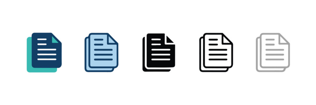 modern document and file icons set flat ui symbols in blue black outline and muted gray vector and raster formats