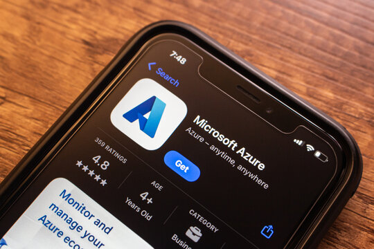 Mexico City, MEXICO - Sep 15 2025 :Microsoft Azure app listing in the App Store.