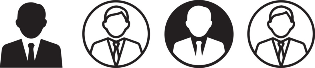 professional profile icons four variations silhouette outline circle solid suit tie vector ai eps png jpeg
