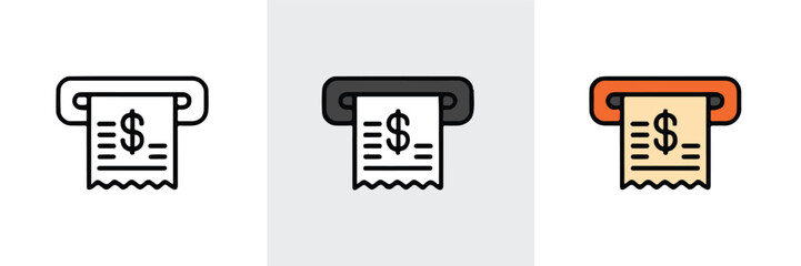 receipt icons set for financial transactions billing invoices payment illustration vector ai eps png jpeg