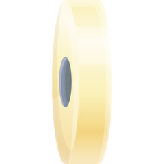 Roll of Translucent Adhesive Tape in a Cylindrical Shape with a Blue Core and White Background