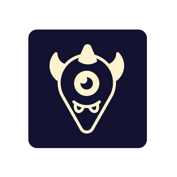 doodle monster head halloween icon