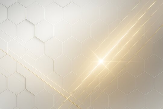 Abstract background with hexagonal shapes and light rays creating a modern, technological feel.