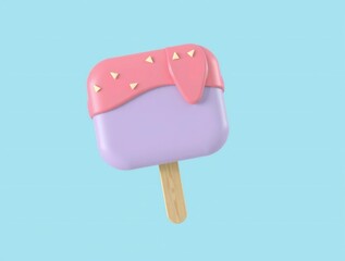 Sweet pastel purple ice cream bar with pink frosting and sprinkles