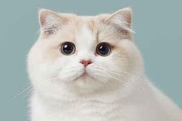adorable fluffy cat portrait with round eyes