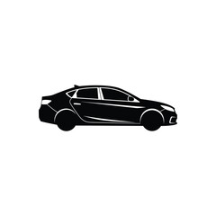 Minimal Black Car Silhouette Icon — Simple Vehicle Vector for Design and Automotive Graphics