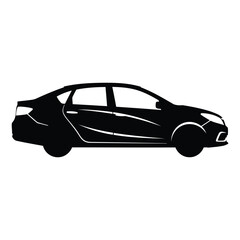 Minimal Black Car Silhouette Icon — Simple Vehicle Vector for Design and Automotive Graphics
