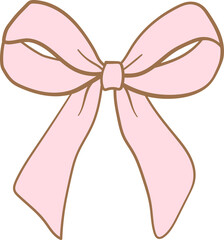 Pink Ribbon Bow Drawing, Retro Bow Illustration
