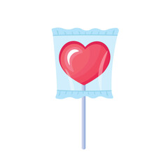 Sweet Heart Shaped Lollipop. Vector Illustration for printing, backgrounds, covers and packaging. Image can be used for greeting cards, posters, stickers and textile. Isolated on white background.