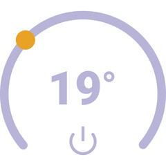 Digital Thermostat Display Showing 19 Degrees Celsius With Power Icon And Adjustment Dial Illuminated By Soft Light On White Background