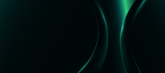 Abstract teal green glow curve lines on dark background