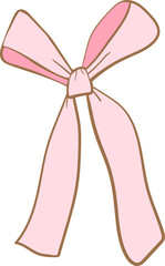 Pink Ribbon Bow Drawing, Retro Bow Illustration