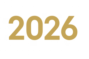 Golden 2026 year number transparent background graphic