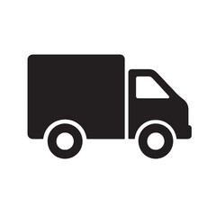 Fototapeta premium Black silhouette of a delivery truck with two wheels on each side transport vehicle