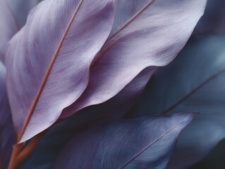 Close up of purple leaves with a blue background