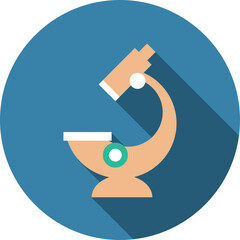 Simple Illustration Of A Microscope With A Circular Shape And Long Shadows Isolated On A Transparent Background Representing Science And Research