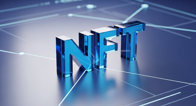 Nft non fungible token concept forming a digital network